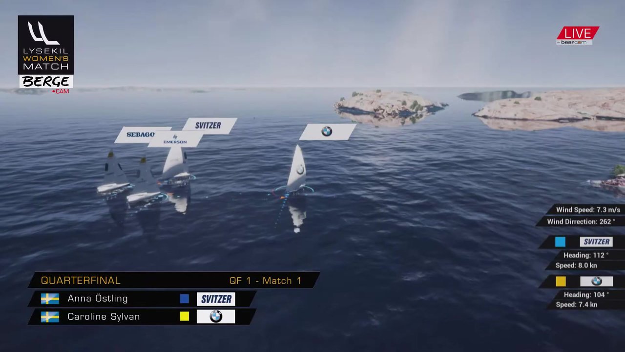 Virtual regatta in Unreal Engine with live telemetry overlays